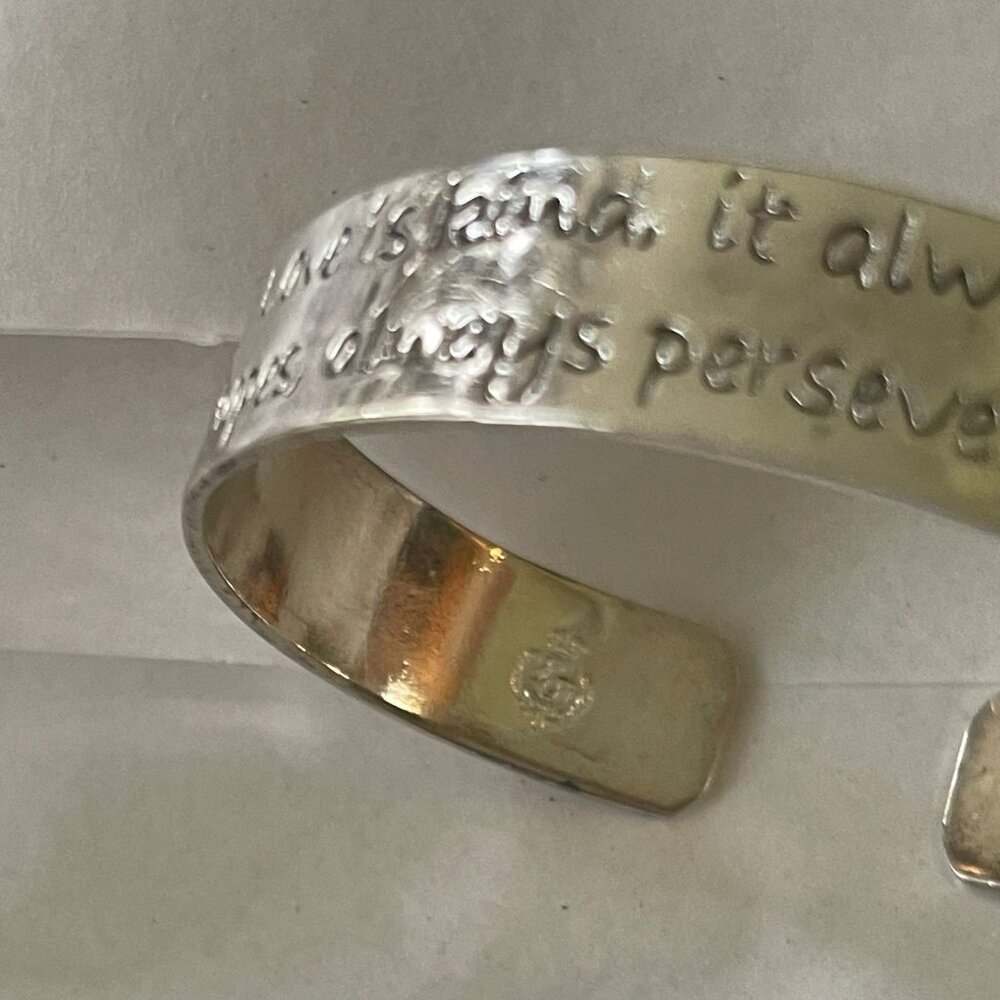 3/$2 SALE Premier Designs silver Love is patient Bible verse cuff bracelet - Picture 2 of 4